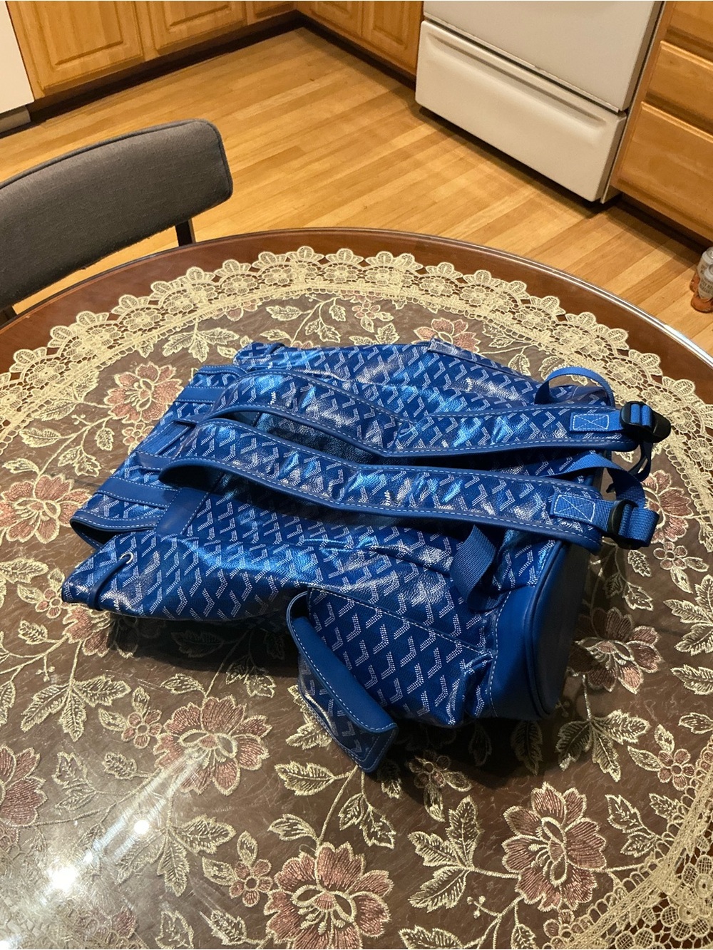 Goyard Blue Chevron Backpack - Picture 2 of 7
